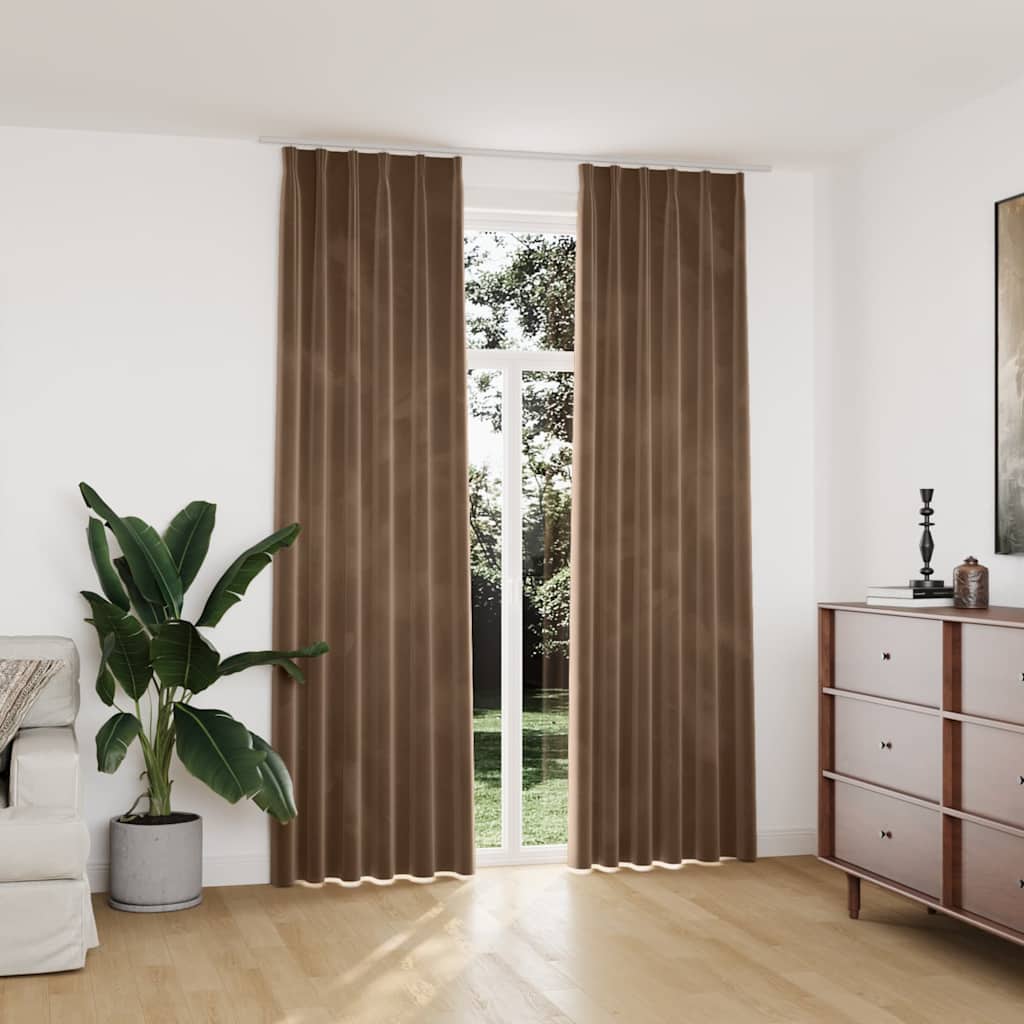vidaXL Pimennysverhot koukuilla 2 kpl sametti beige 140x245 cm
