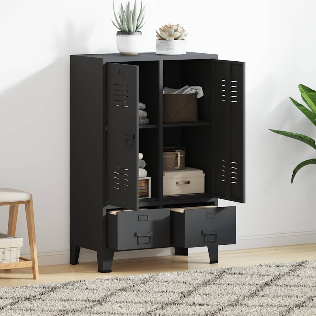 vidaXL Teollistyylinen vaatekaappi antrasiitti 67x35x107 cm teräs