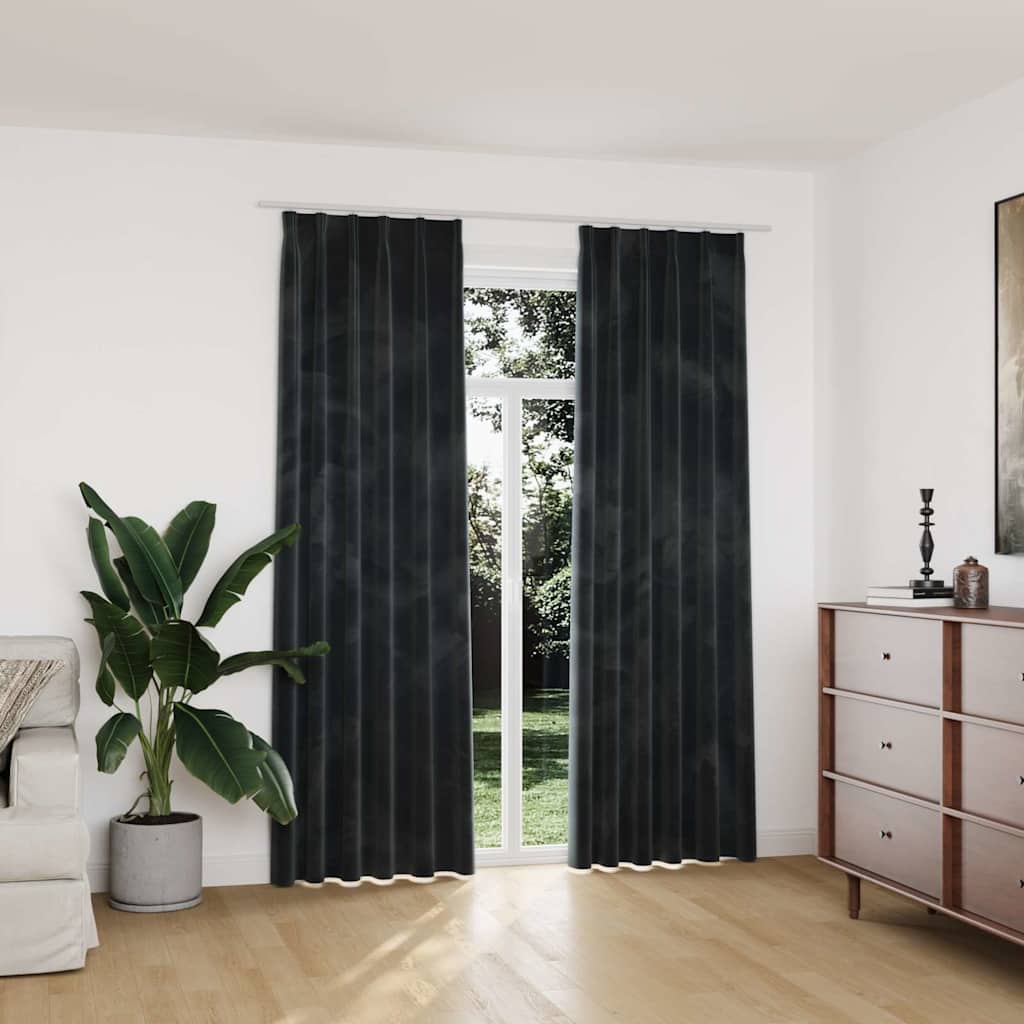 vidaXL Pimennysverhot koukuilla 2 kpl sametti antrasiitti 140x225 cm