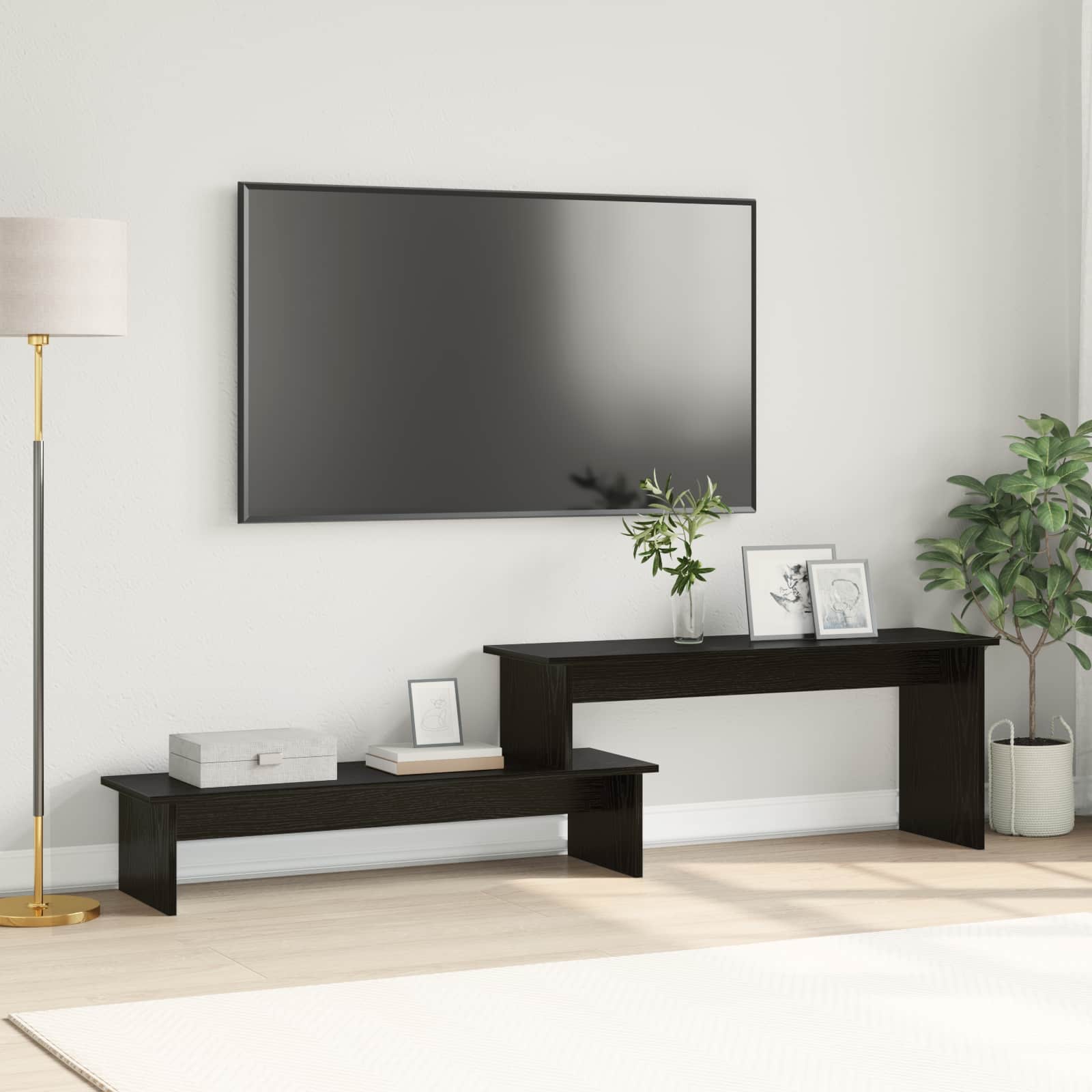vidaXL TV-tasosetti 180,5 x 30 x 43 cm Musta tammi