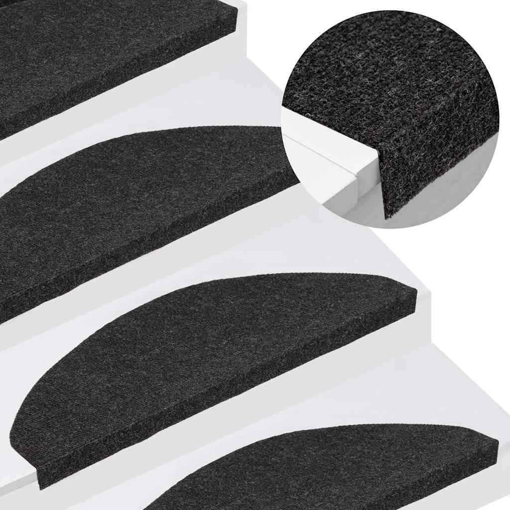 vidaXL Itsekiinnittyvät porrasmatot 15 kpl 65x22,5x3,5 cm musta
