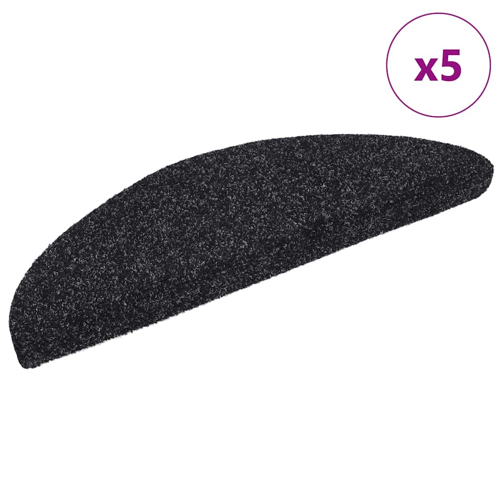 vidaXL Porrasmatot itseliimautuvat 5 kpl 56x17x3 cm musta puolipyöreä