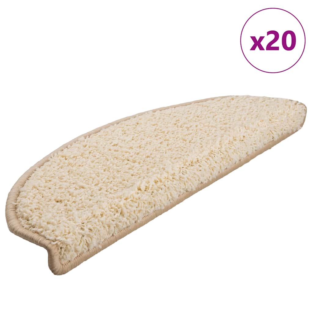vidaXL Porrasmatot 20 kpl 65x21x4 cm Kermanvärinen Puolipyöreä Suuri