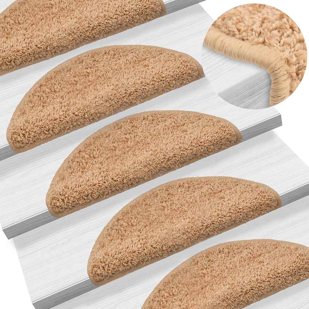 vidaXL Porrasmatot 10 kpl 56x17x3 cm Beige puolipyöreä