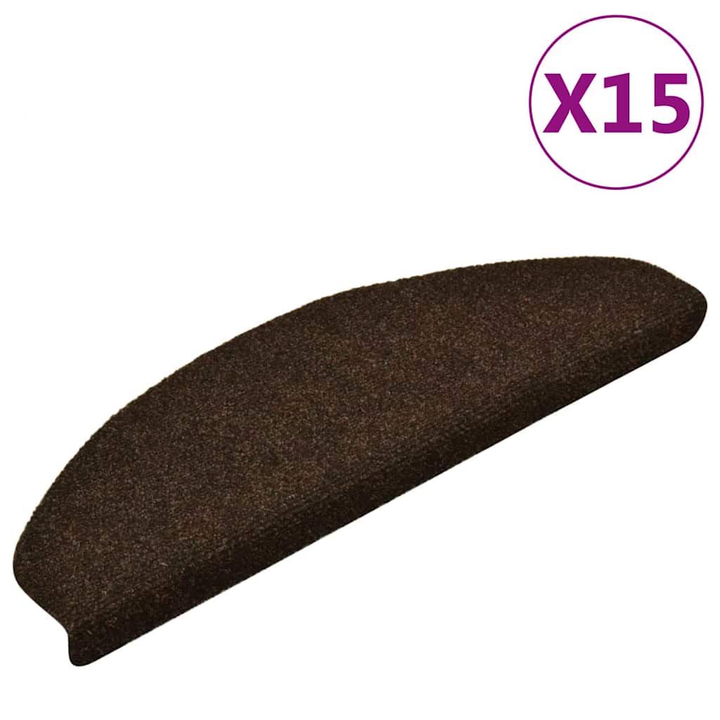 vidaXL Porrasmatot itseliimautuvat 15 kpl 65x21x4 cm ruskea puolipyöreä suuri
