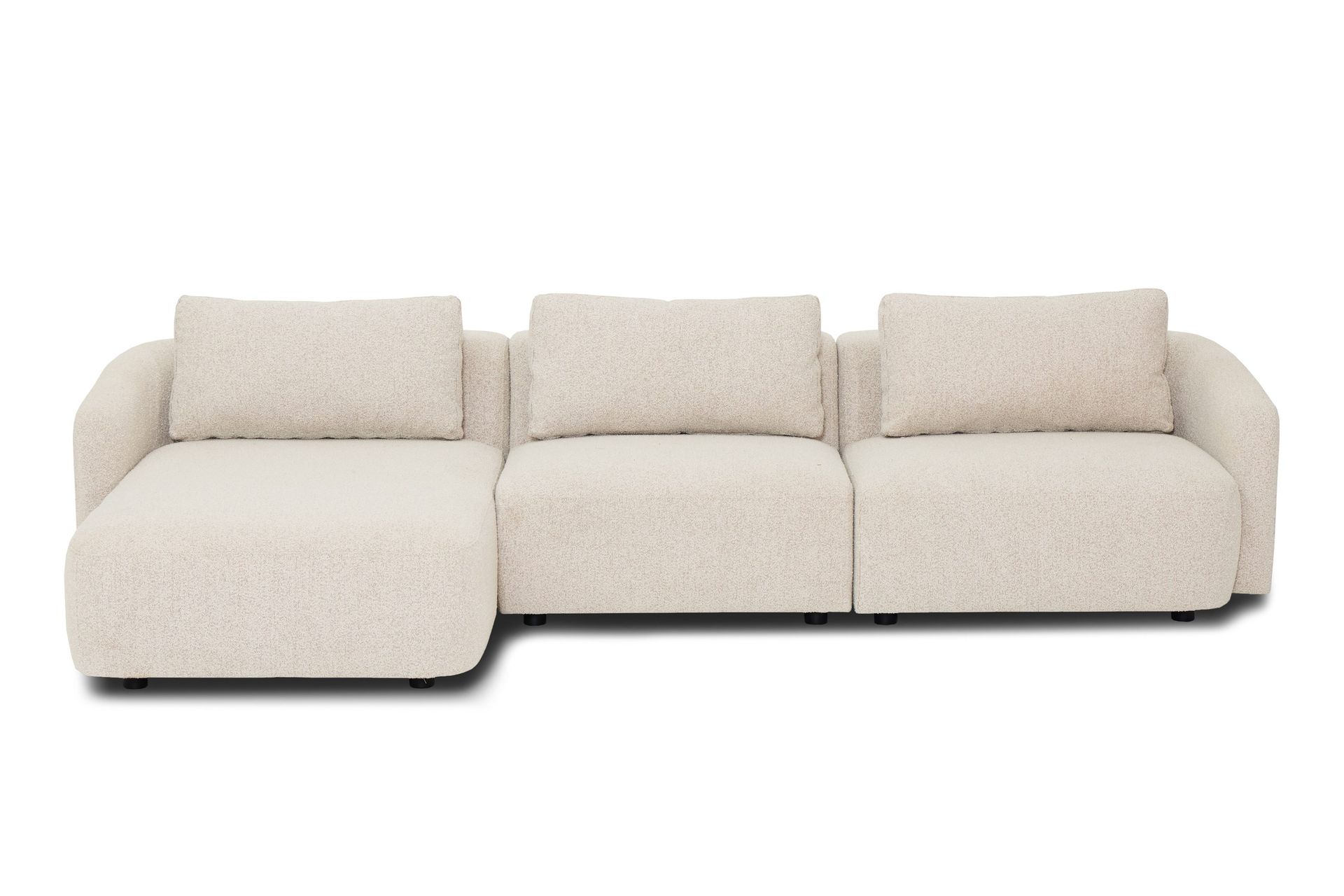 Milano 5-istuttava pyöristetty vasenkätinen L-sohva matalalla selkänojalla, beige bouclé - Beige