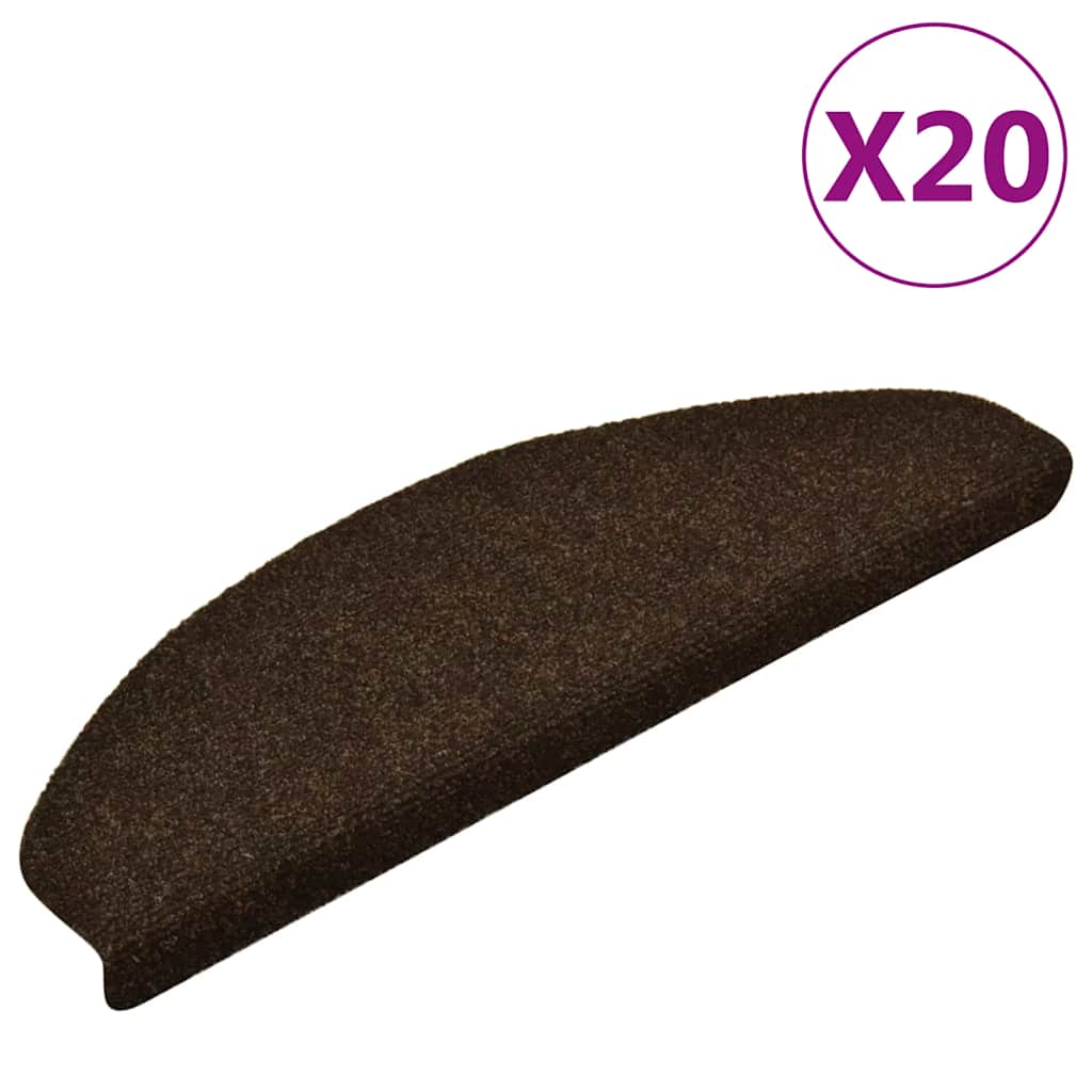 vidaXL Porrasmatot itseliimautuvat 20 kpl 65x21x4 cm ruskea puolipyöreä suuri