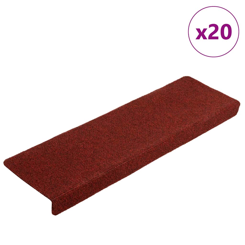 vidaXL Porrasmatot itseliimautuvat 20 kpl 65x21x4 cm viininpunainen suorakaiteen muotoinen reuna