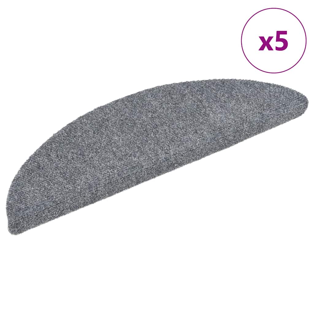 vidaXL Porrasmatot itseliimautuvat 5 kpl 56x17x3 cm vaaleanharmaa puolipyöreä