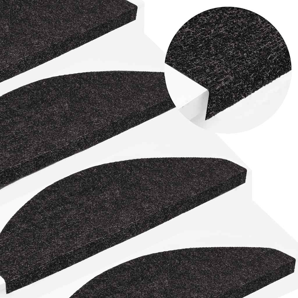vidaXL Itsekiinnittyvät porrasmatot 10 kpl antrasiitti 65x22,5x3,5 cm