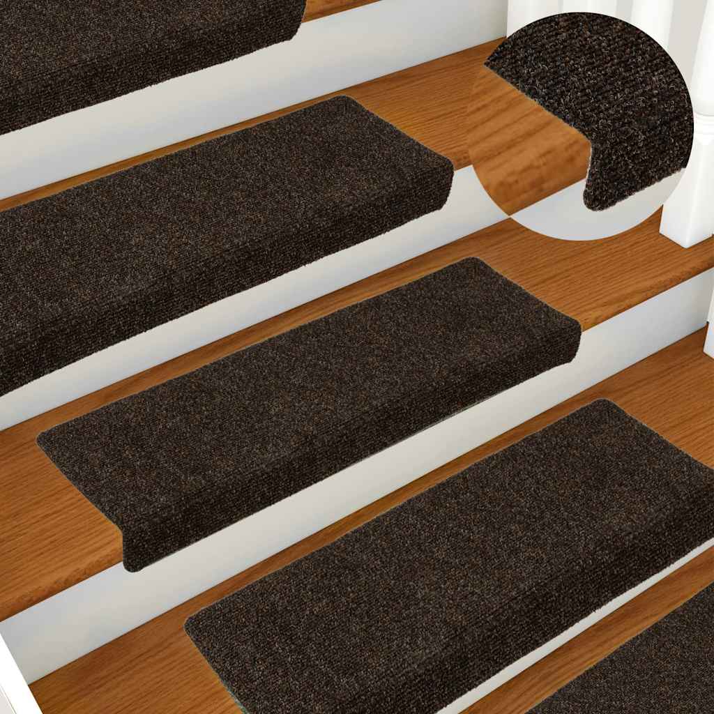 vidaXL Porrasmatot itseliimautuvat 15 kpl 65x21x4 cm tummanruskea suorakaiteen muotoinen reuna